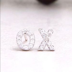 Hugs and Kisses XO Rhinestone Studs -Silver Plated
